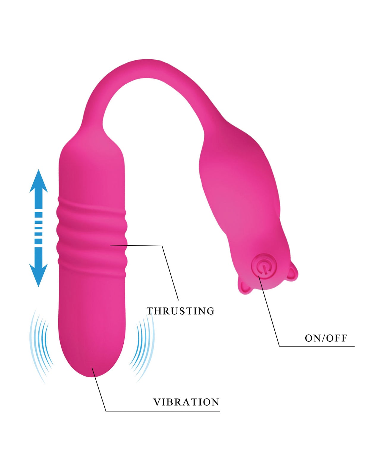Pretty Love Nobikuma Thrusting Egg - Fuchsia - Silicone Multi-Function Vibrator
