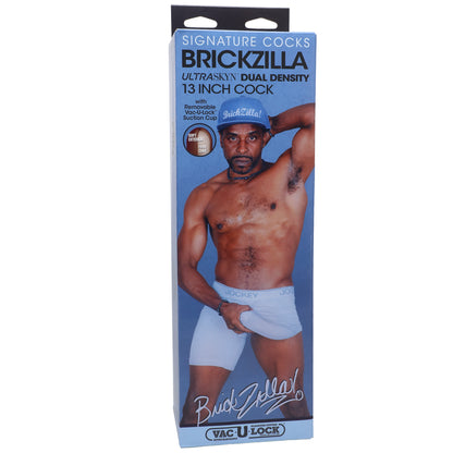 Doc Johnson Brickzilla 13 Inch Ultraskyn Cock with Removable Vac-U-Lock Suction Cup - Chocolate
