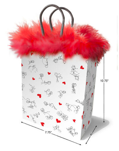 Little Genie Dirty Stick Figures Gift Bag – Red – 10-inch with Marabou Fringe