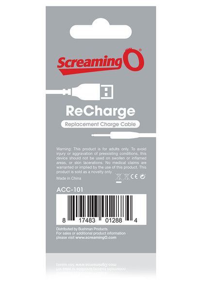 Screaming O ReCharge Charging Cable for Screaming O Products – White