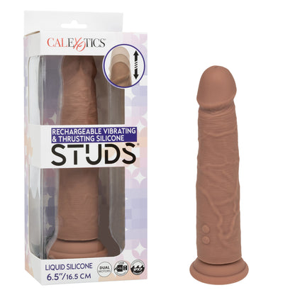 CalExotics Rechargeable Vibrating and Thrusting Silicone Stud - Brown