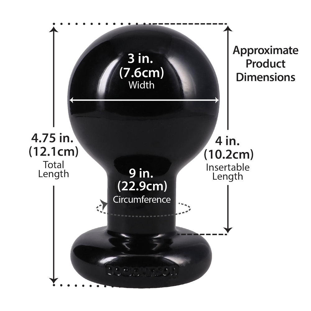 Doc Johnson Round Butt Plug Large Anal Plug, Phthalate-Free, Black