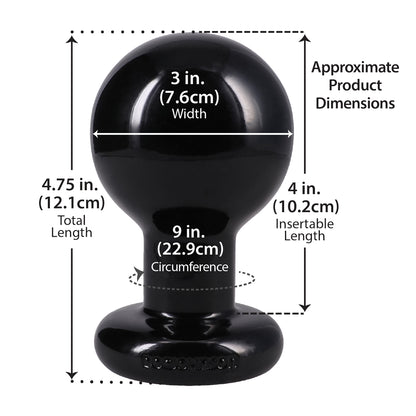 Doc Johnson Round Butt Plug Large Anal Plug, Phthalate-Free, Black