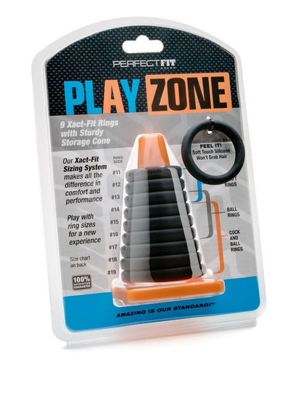 Perfect Fit Play Zone Kit Cock Ring - Black - Xact-Fit Sizing System