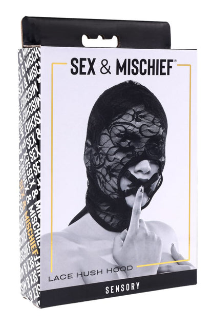 Sportsheets Lace Hush Hood – Black – Full-Coverage Sensory Play Accessory