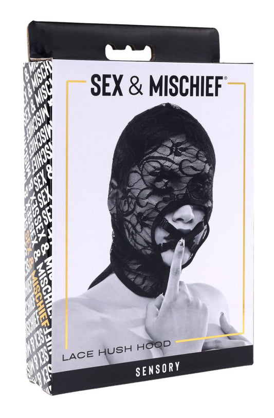 Sportsheets Lace Hush Hood – Black – Full-Coverage Sensory Play Accessory
