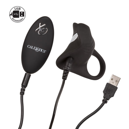 CalExotics Silicone Rechargeable Remote Pleasurizer – Vibrating Couple's Enhancer – Black