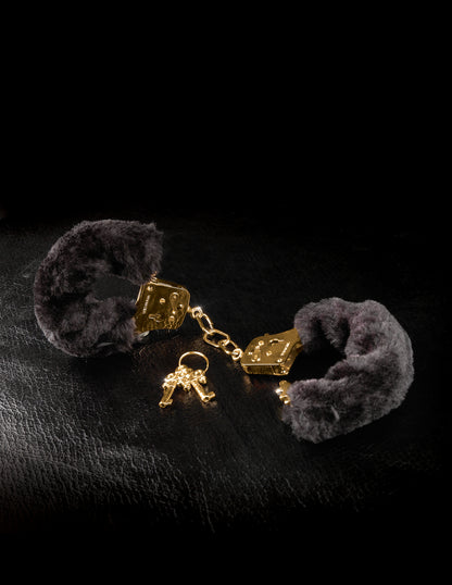 Pipedream Fetish Fantasy Gold Deluxe Furry Cuffs - Black, Comfortable Restraints