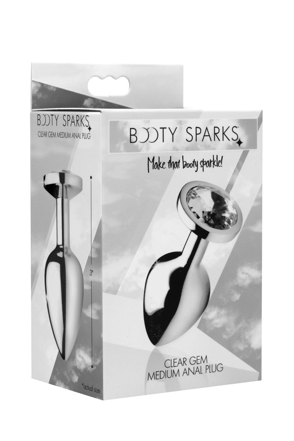 XR Brands Clear Gem Anal Plug - Small - Silver - Tapered Design