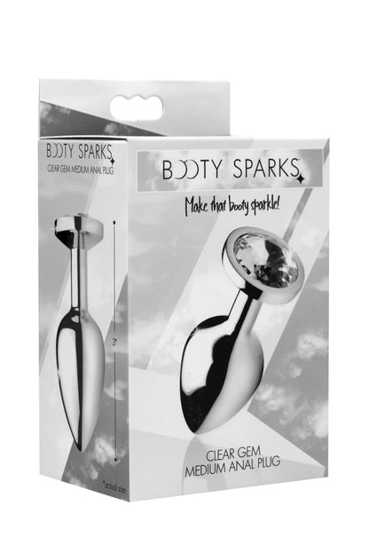 XR Brands Clear Gem Anal Plug - Small - Silver - Tapered Design