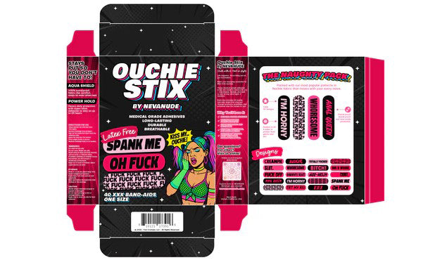 Neva Nude Naughty Naughty XXX Ouchie Stix 40-Count Latex-Free Bandages – Multicolor