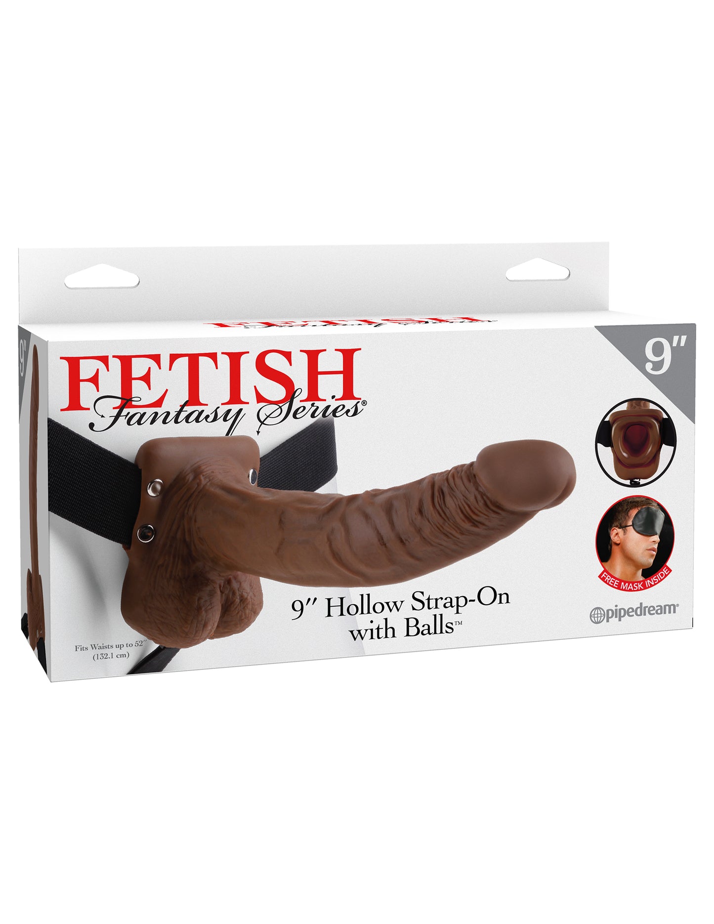 Pipedream Fetish Fantasy Series 9-Inch Hollow Strap-On with Balls - Brown