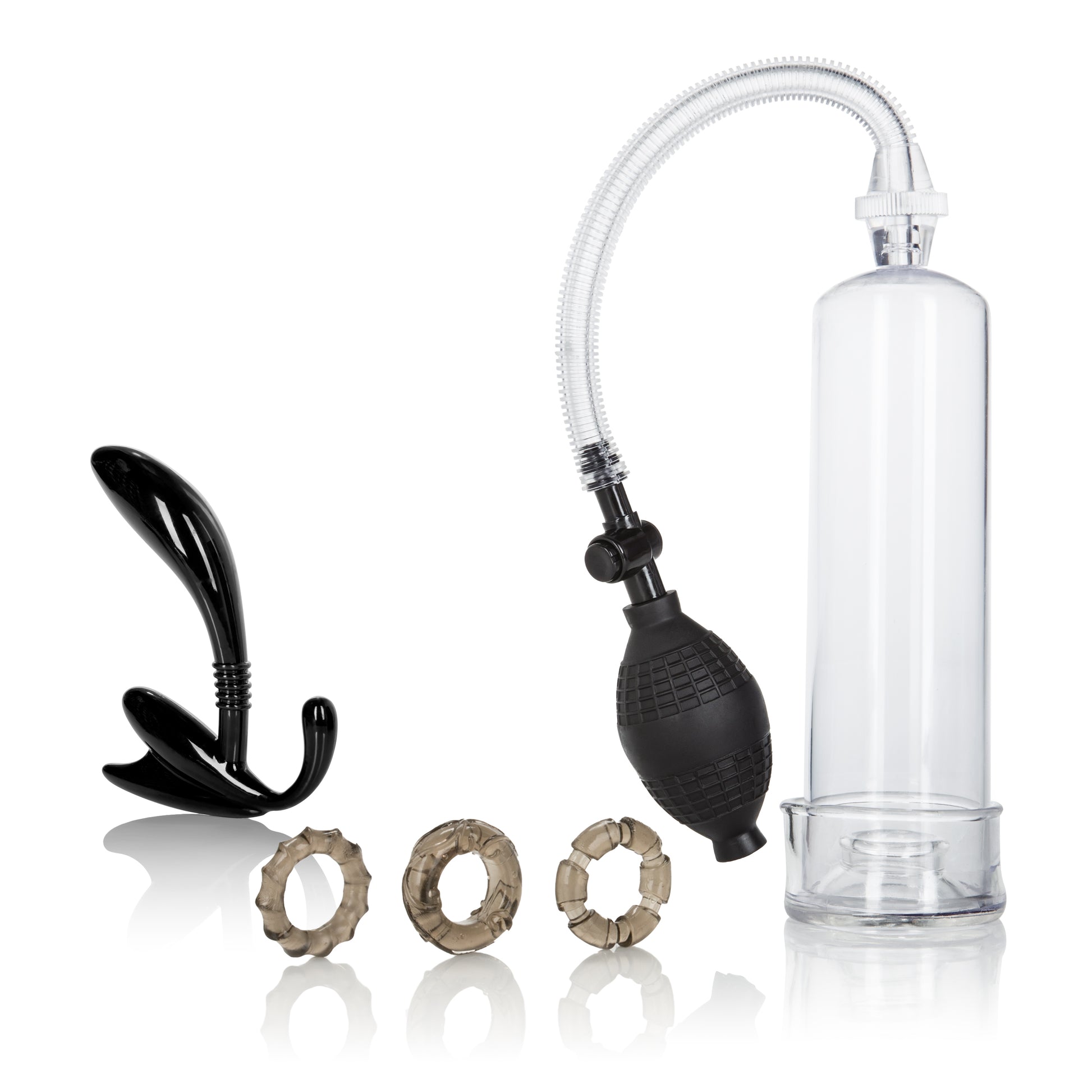 Dr. Joel Kaplan Essential Pump Kit – Clear – Prostate Probe and Cock Rings