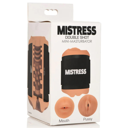 Mistress Double Shot Stroker - Mouth and Pussy Design - Tan