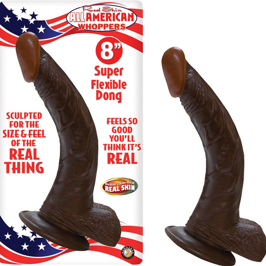 Nasstoys Afro American Whoppers - Brown Flexible Curved Dong with Suction Cup Base