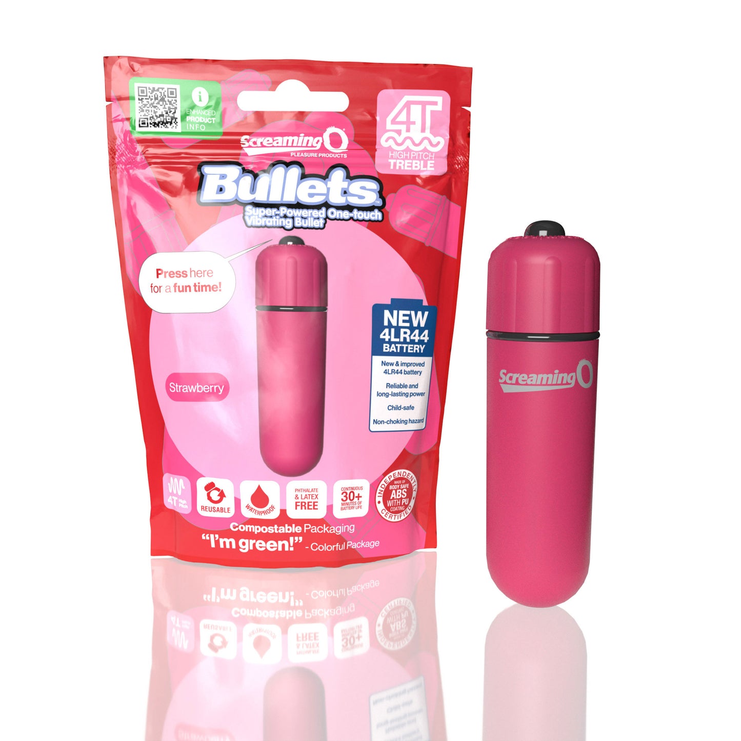 Screaming O 4T Bullet – Super Powered One Touch Vibrating Bullet – Pink