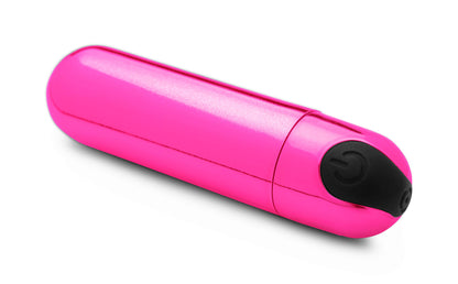 XR Brands 10x Rechargeable Vibrating Metallic Bullet - Pink - Waterproof, Multi-Function