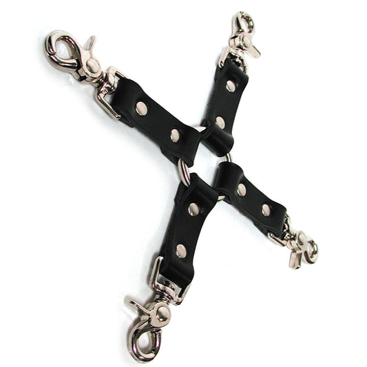 KinkLab Leather Hog Tie – Bondage Accessory – Black