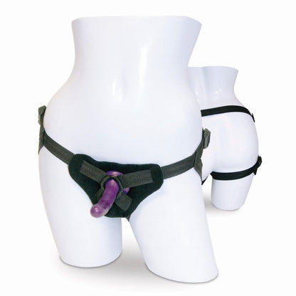 Sportsheets Adjustable Strap-On Kit with Silicone Dildo – Purple/Black