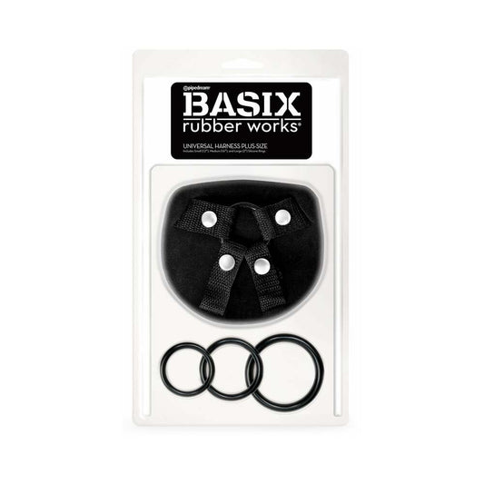 Pipedream BASIX Universal Harness Plus Size – Black – Adjustable with Silicone Rings