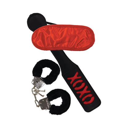 Sportsheets Sweet Punishment Set – Furry Cuffs and Paddle with Blindfold
