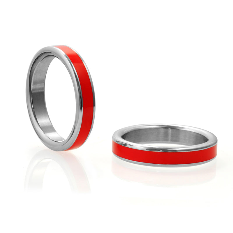 H2H Stainless Steel Cockring with Red Band – 1.875 in.