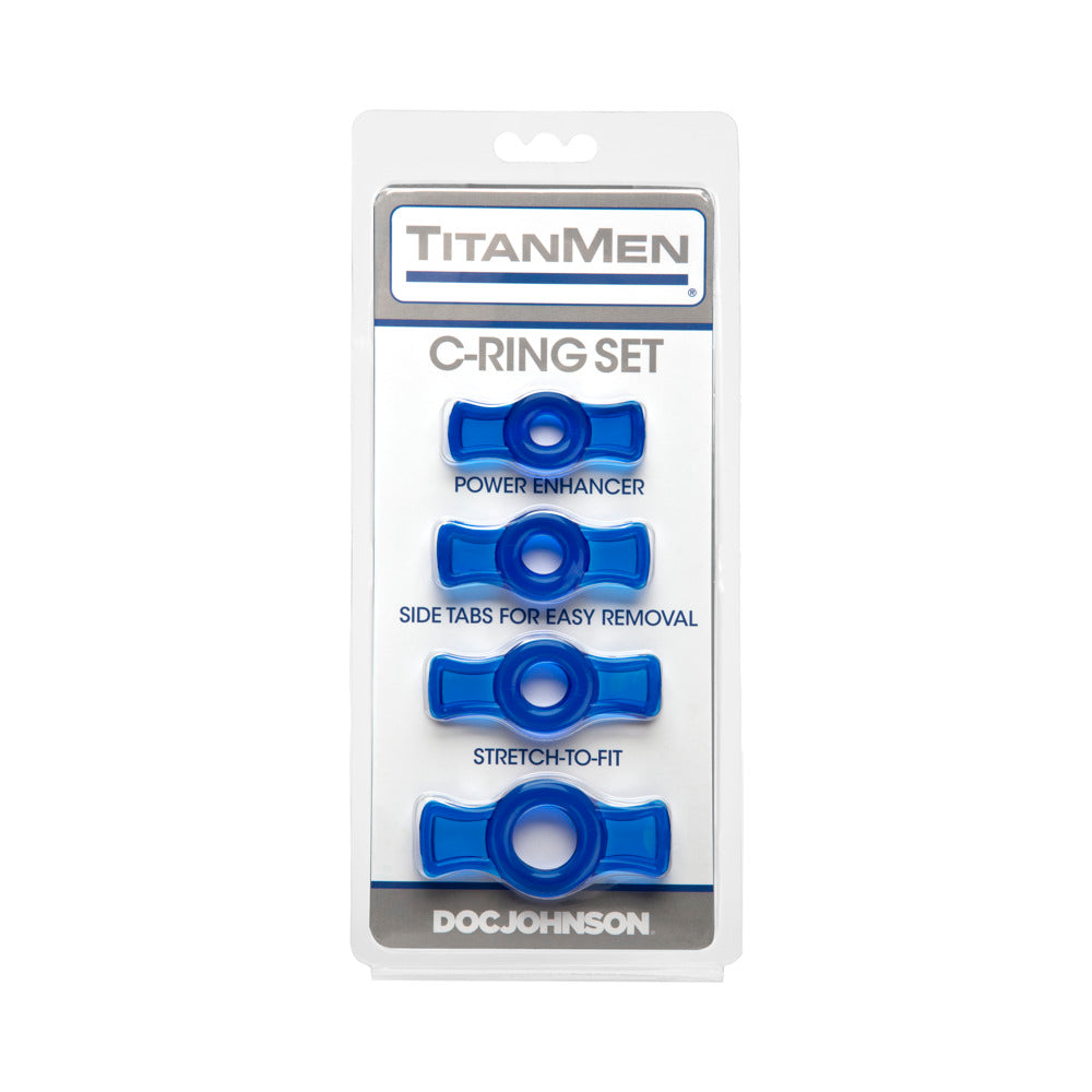 TitanMen Cock Ring Set – 4 Flexible Rings – Blue