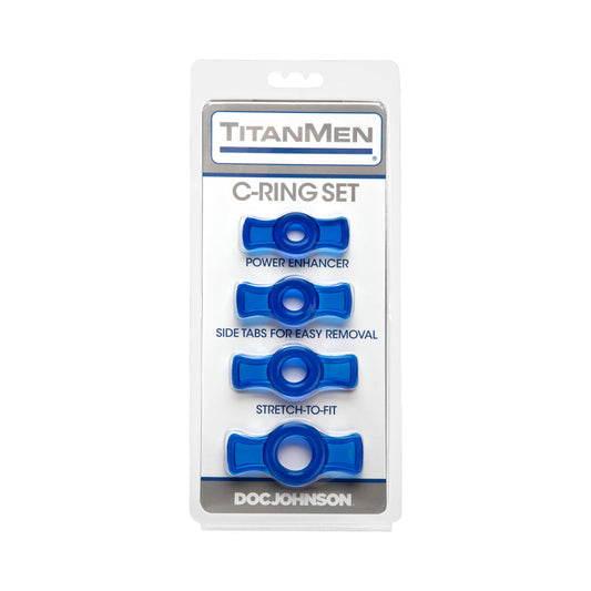 TitanMen Cock Ring Set – 4 Flexible Rings – Blue