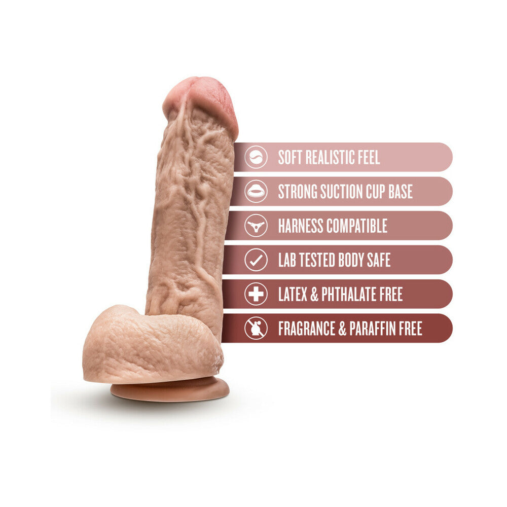 Blush Hung Rider Trigger Dildo with Balls – Beige, 8.5 inches