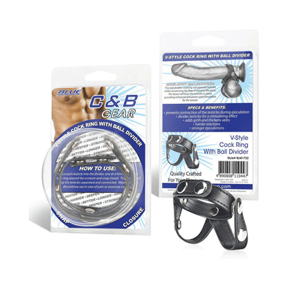 Blue Line C&B Gear V-Style Cock Ring with Ball Divider - Black