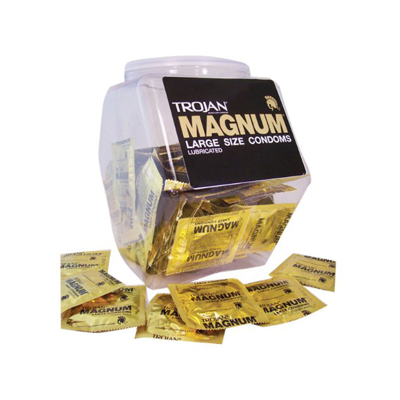 Trojan Magnum Large Size Latex Condoms - Clear - Jar of 40