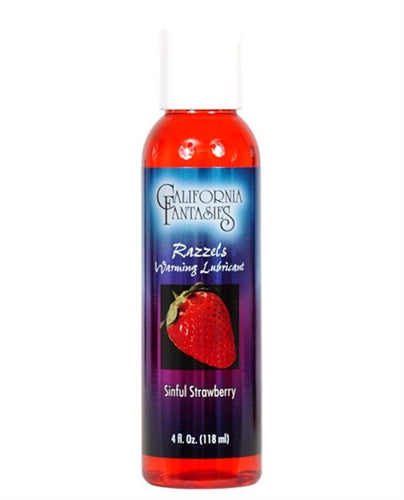 California Fantasies Razzels Warming Lubricant - Strawberry Flavor - 4 Oz.