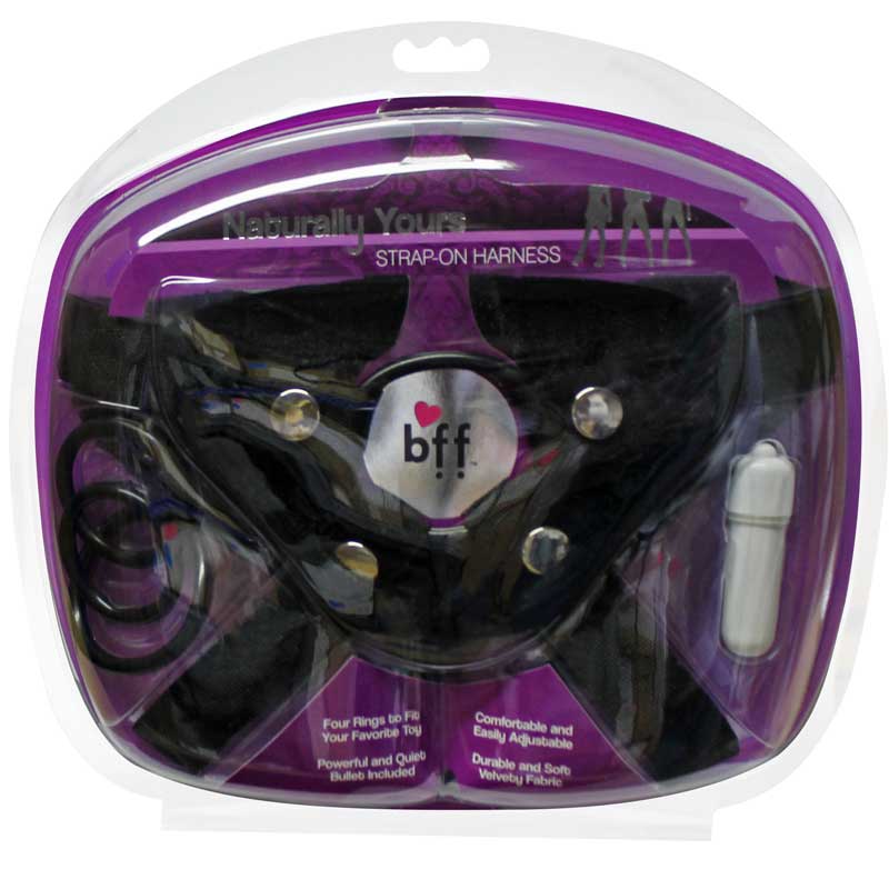 Si Novelties BFF Naturally Yours Adjustable Harness with Vibrating Bullet - Black