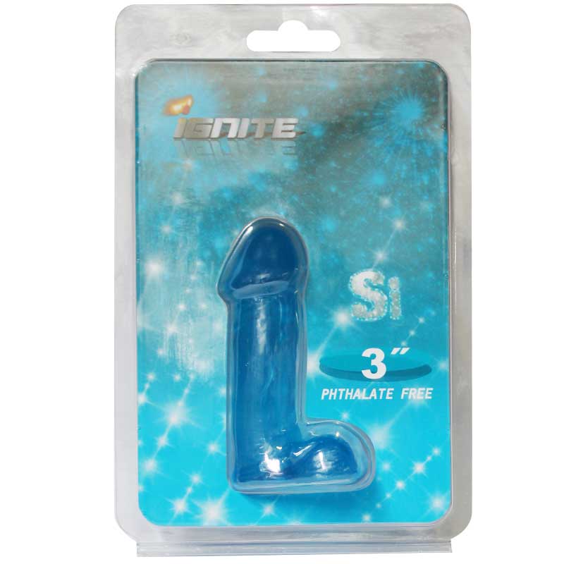 Si Novelties PVC Pocket Cock with Balls – Blue – 3 in Length