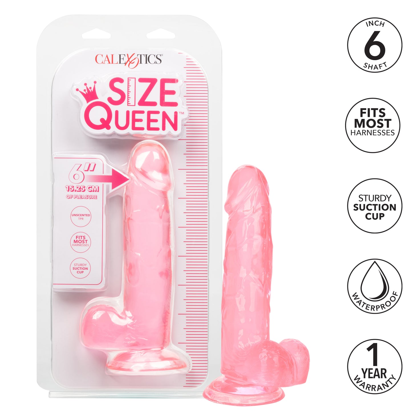 CalExotics Size Queen 6-Inch Realistic Dildo with Suction Cup - Pink