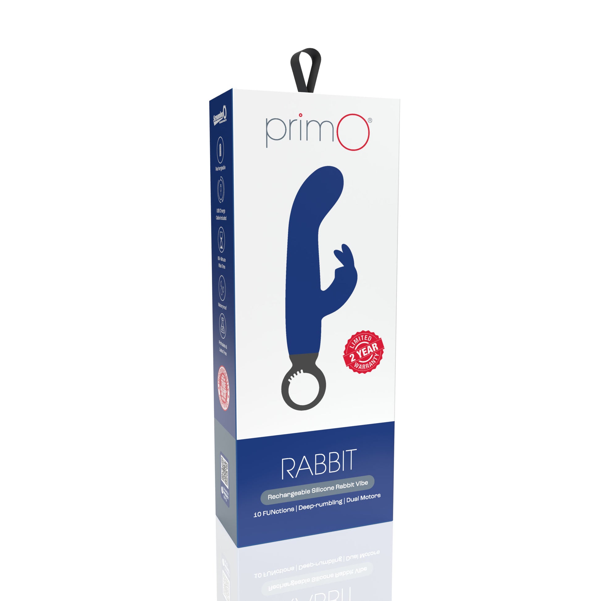 Screaming O PrimO Rabbit Vibrator - Blue - Rechargeable with Dual Motors