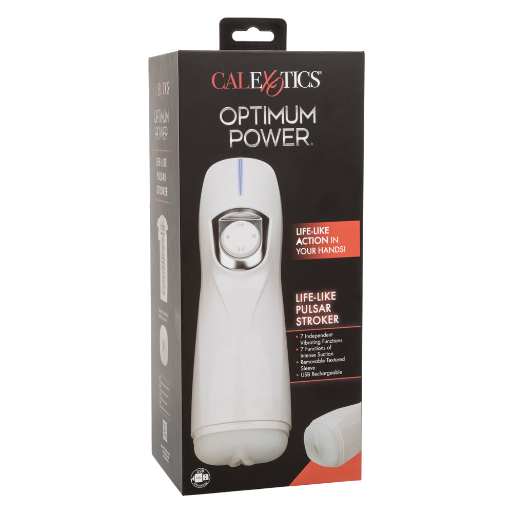 CalExotics Optimum Power Life-like Pulsar Stroker - White - Multi-Function Rechargeable Device