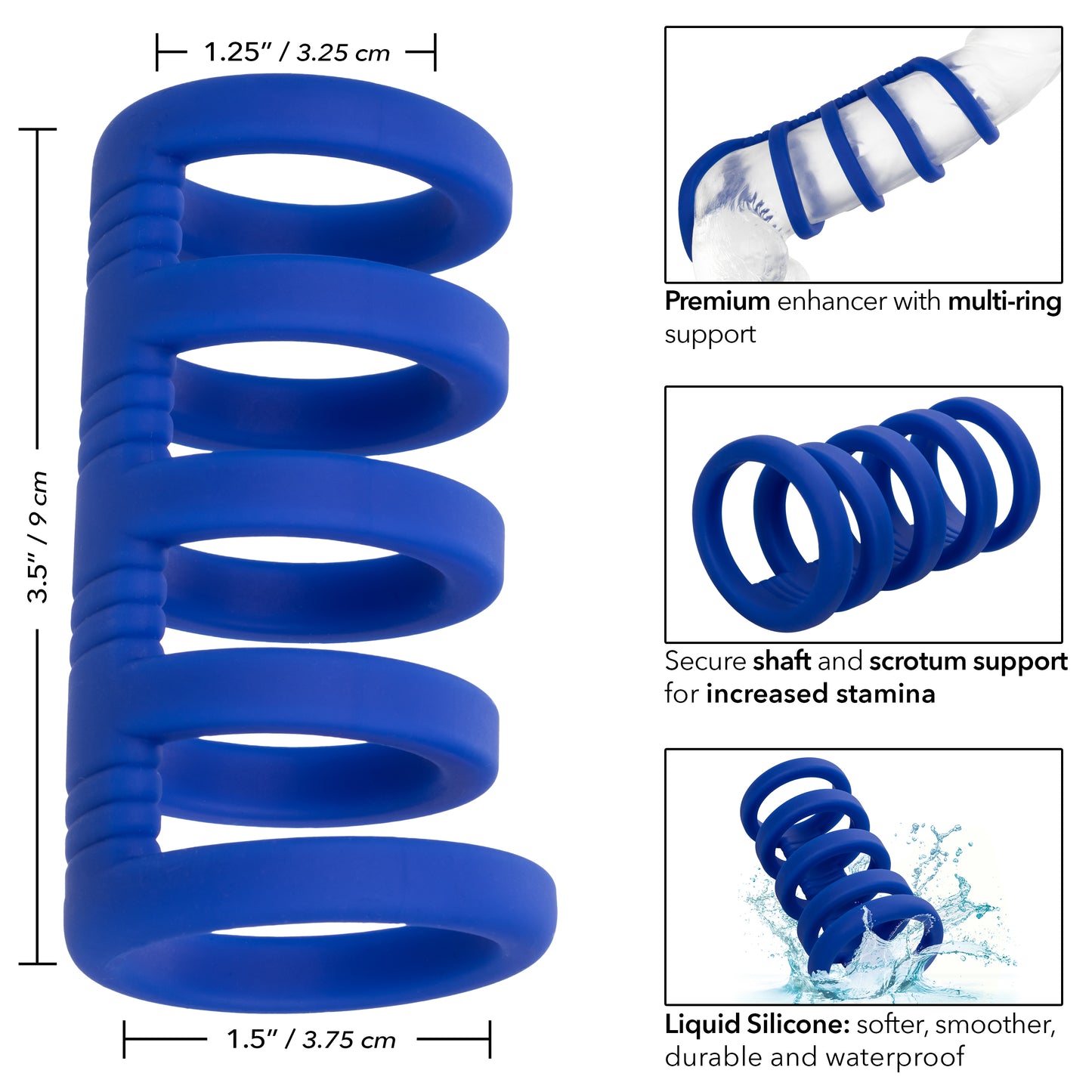 CalExotics Admiral Xtreme Cock Cage – Blue – Liquid Silicone Enhancer