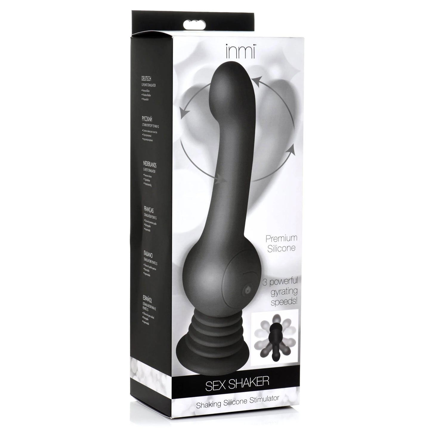XR Brands Shaking Silicone Stimulator - Black - Rechargeable with Gyrating Action