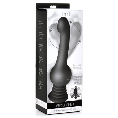 XR Brands Shaking Silicone Stimulator - Black - Rechargeable with Gyrating Action