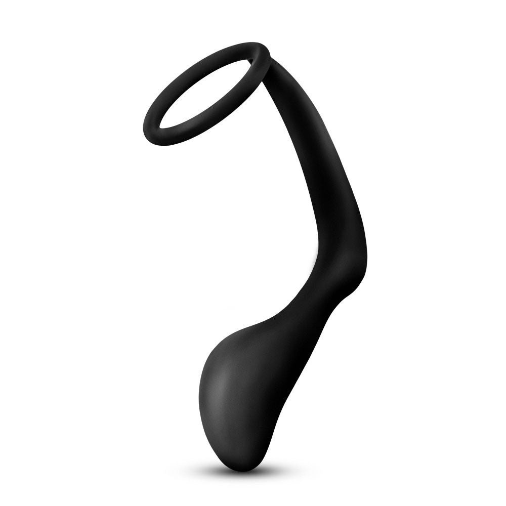 Anal Adventures Platinum Cock Ring Plug – Black