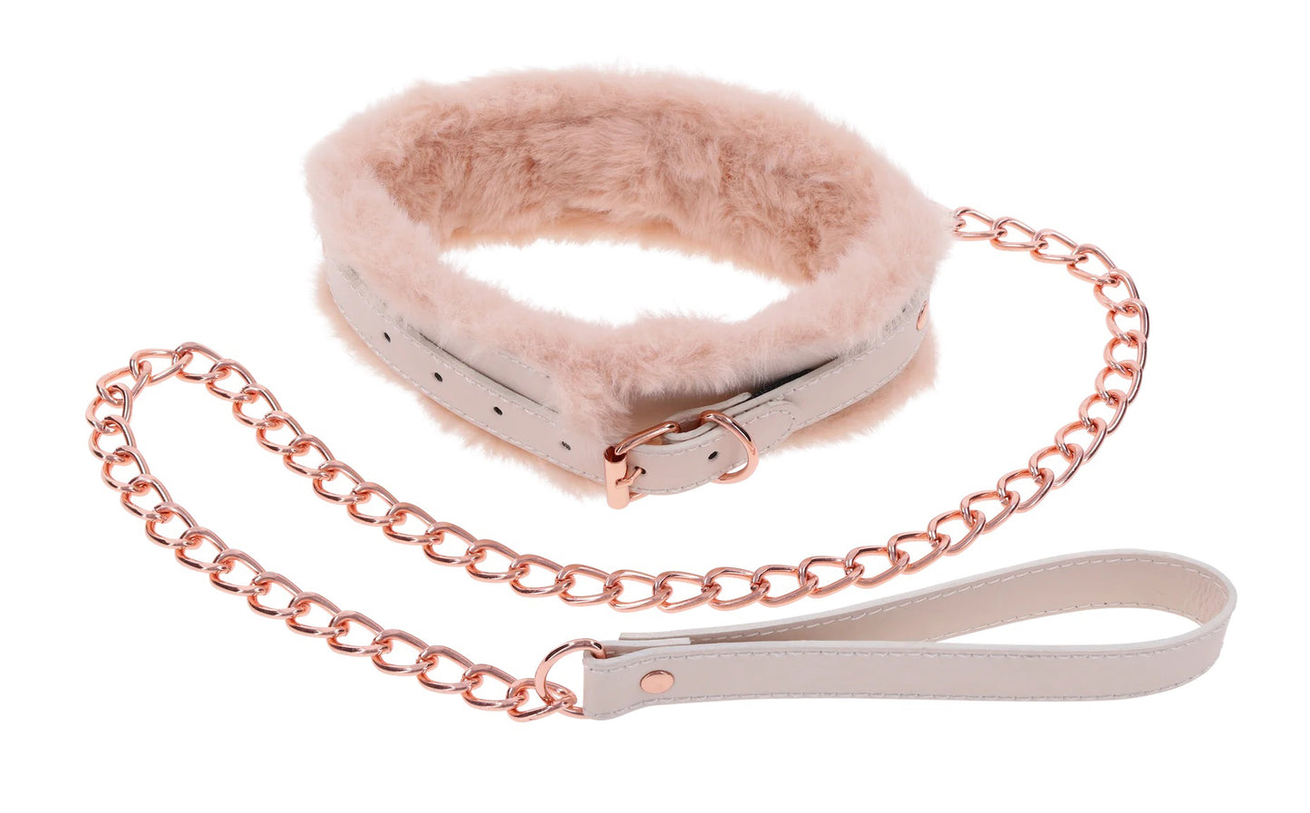 Sportsheets Peaches N Creame Faux Fur Collar and Leash - Pink