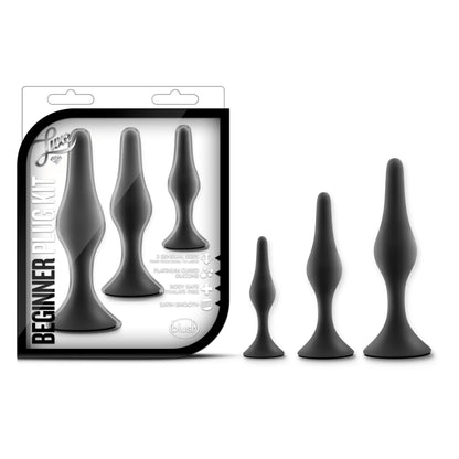 Blush Luxe Beginner Plug Kit - Butt Plugs for Gentle Booty Play - Black