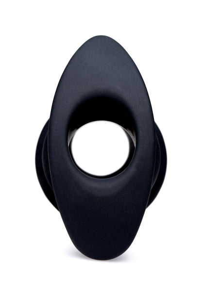 Hive Ass Tunnel Silicone Ribbed Hollow Anal Plug - Medium - Black