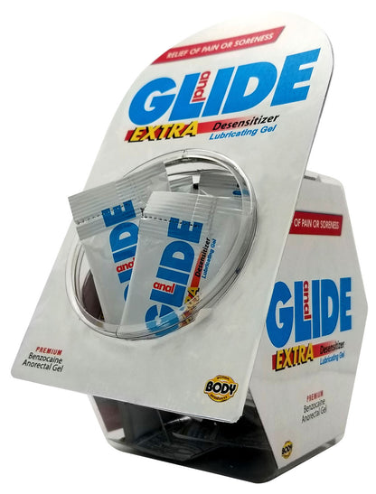Body Action Anal Glide Extra Water-Based Lubrication Gel – 50pc Display Bowl