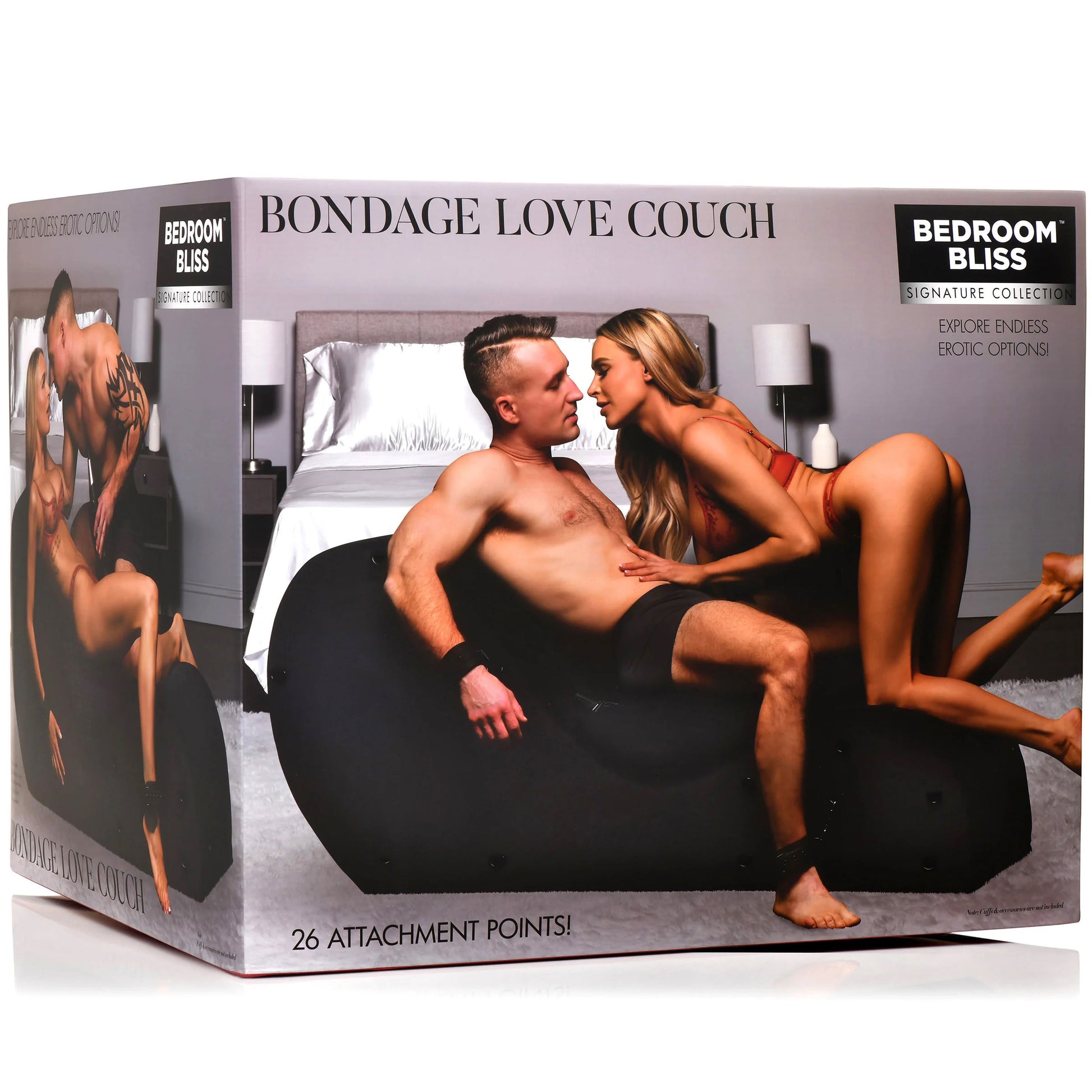 XR Brands Bondage Love Couch - Black - High-Density Foam with 26 Attachment Points
