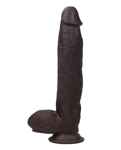 Real Skin 12 Dual Layer Dildo - Realistic Dark Brown Bendable Dildo