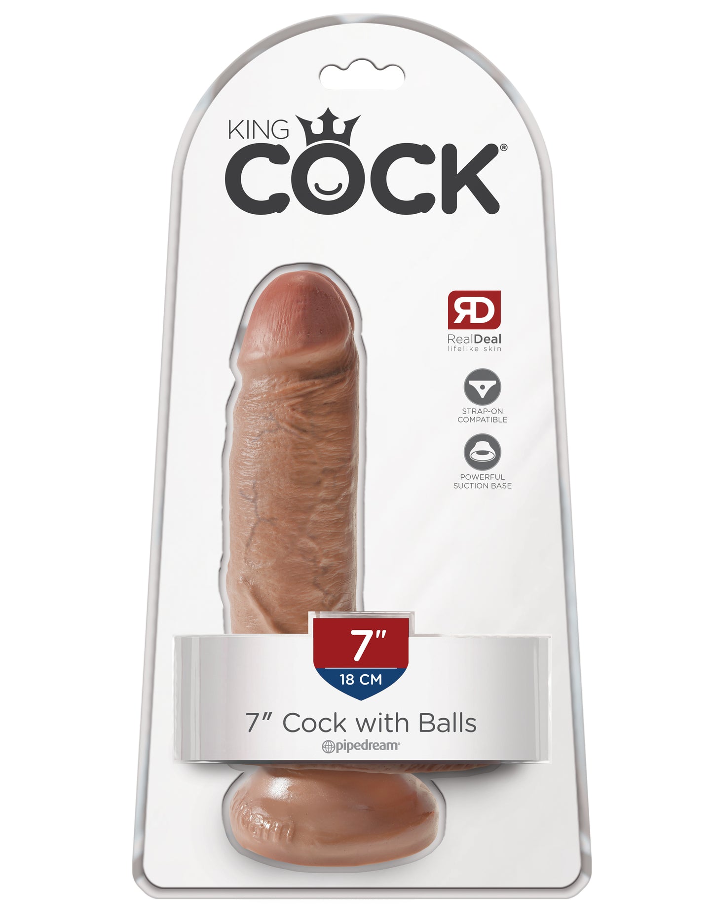 King Cock 7 Inch Cock With Balls - Realistic Tan Dildo with Suction Cup