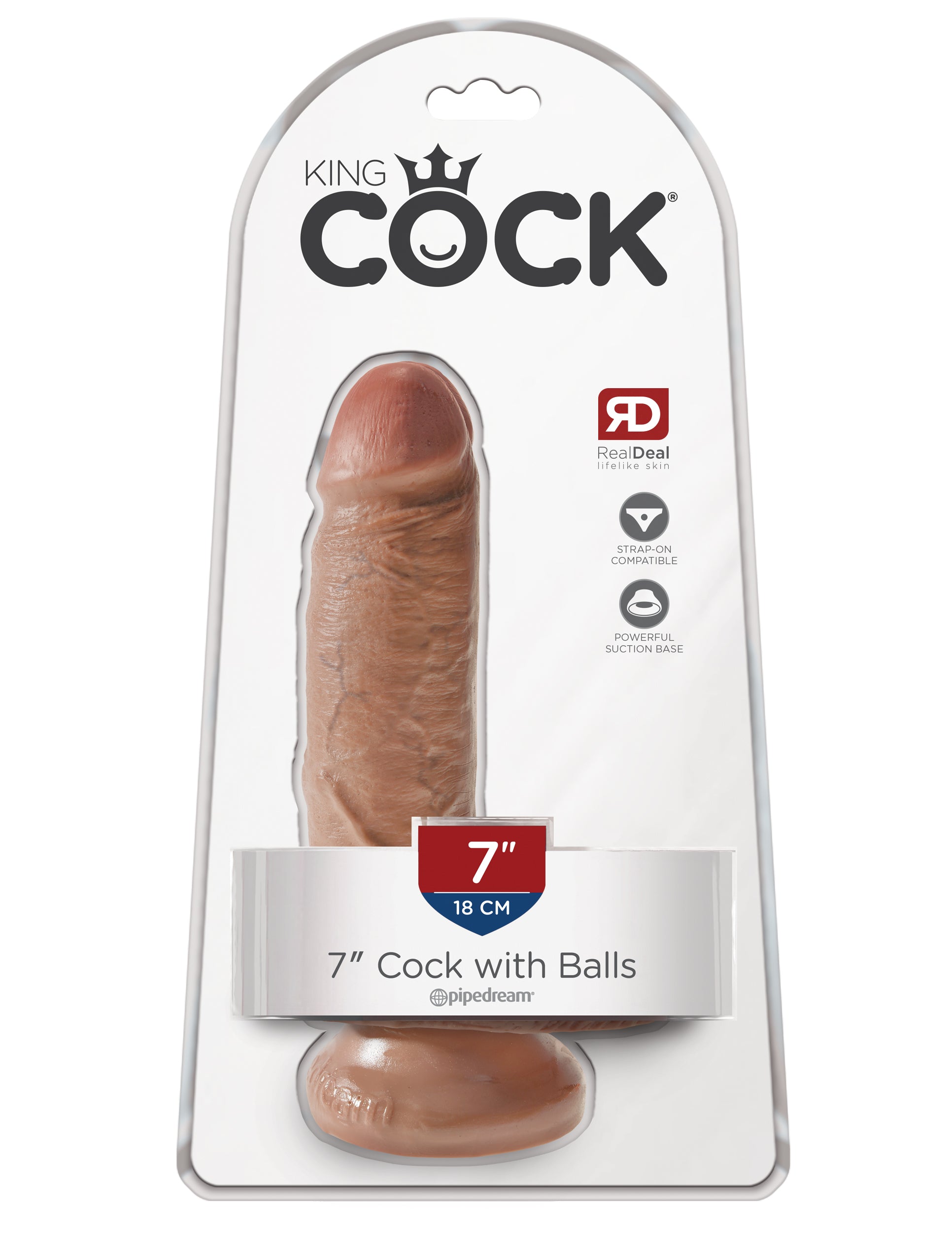 King Cock 7 Inch Cock With Balls - Realistic Tan Dildo with Suction Cup