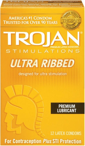 Trojan Stimulations Ultra-Ribbed Condoms – Extra Stimulation – 12 Pack